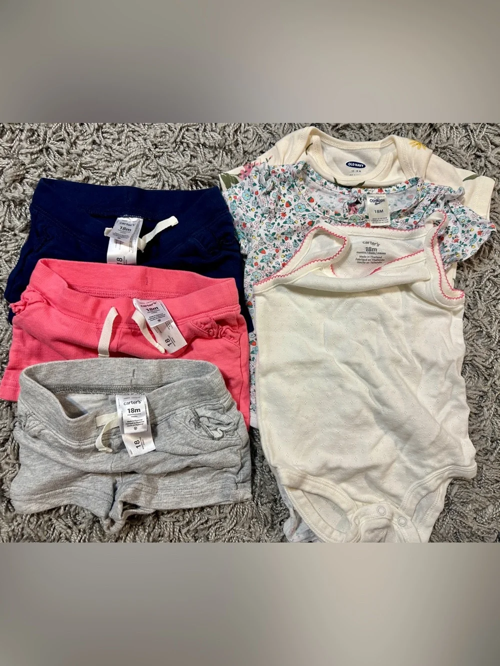 Carter's White Short Sleeve Baby Bodysuit with Pink Trim